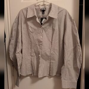 Future Collective Brown Striped Button Down